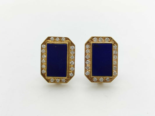 Colored Stone D0.28/0.32ct K18 7.4g Earrings 