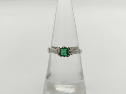 Emerald and Diamond K14WG 1.7g Ring 