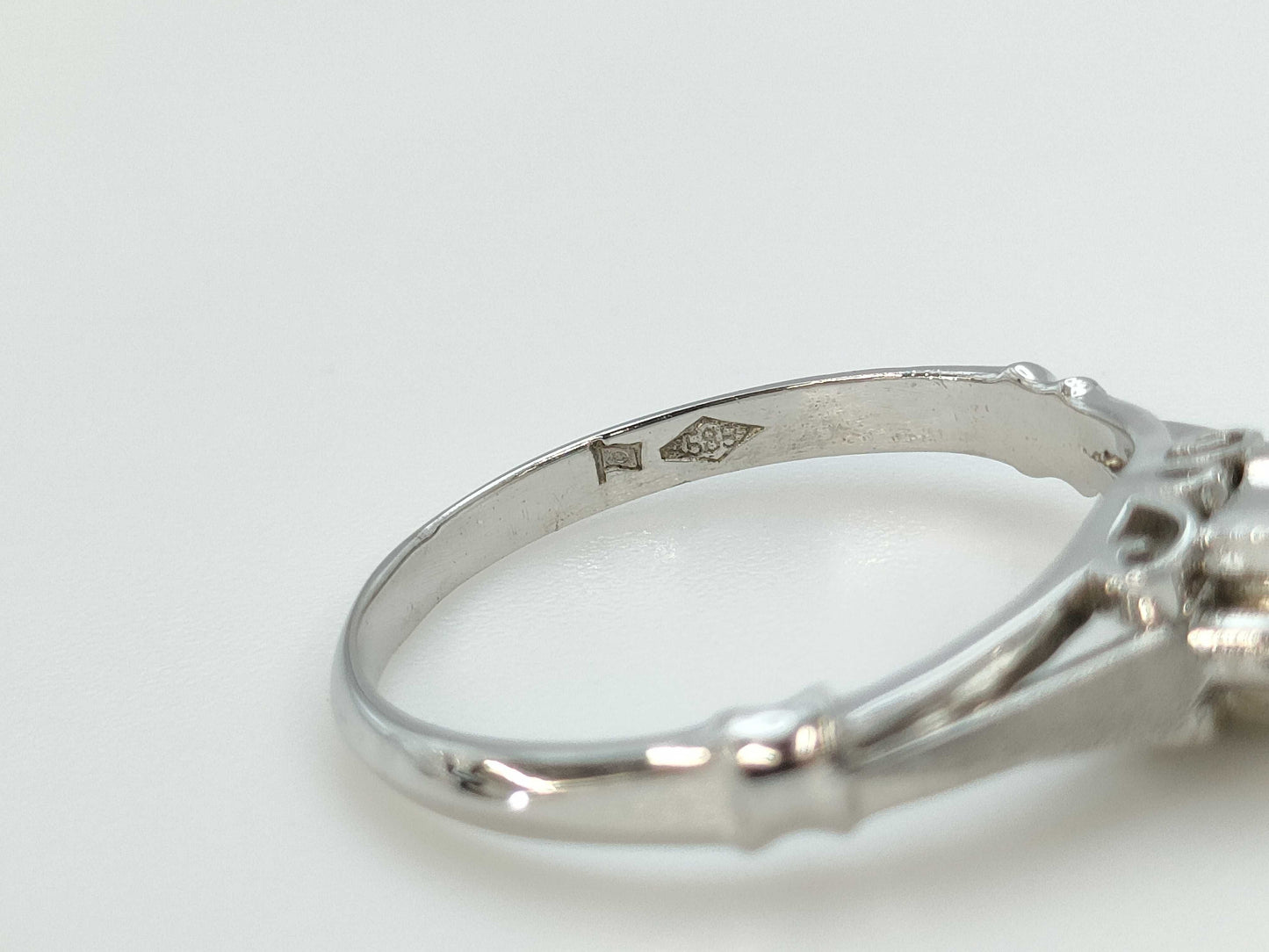 Emerald and Diamond K14WG 1.7g Ring 