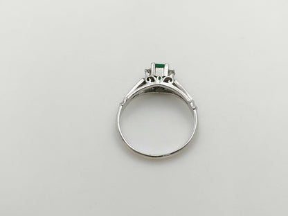 Emerald and Diamond K14WG 1.7g Ring 