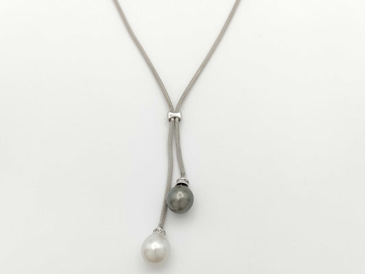 Semi-Round Pearl, Diameter: Approx. 11.0-11.5mm, D0.25ct, 18K Gold, 14.3g, Necklace 