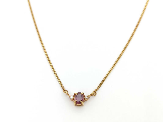 Colored Stone 0.24ct D0.02ct K18 2.4g Necklace 