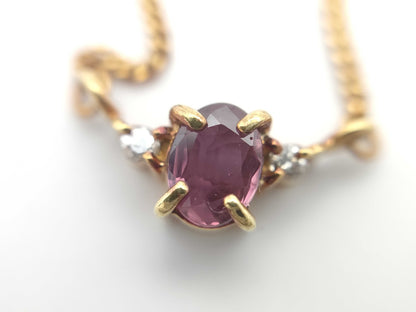 Colored Stone 0.24ct D0.02ct K18 2.4g Necklace 