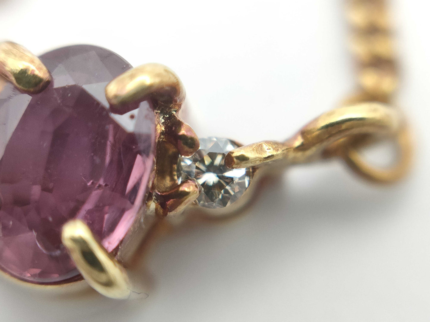 Colored Stone 0.24ct D0.02ct K18 2.4g Necklace 