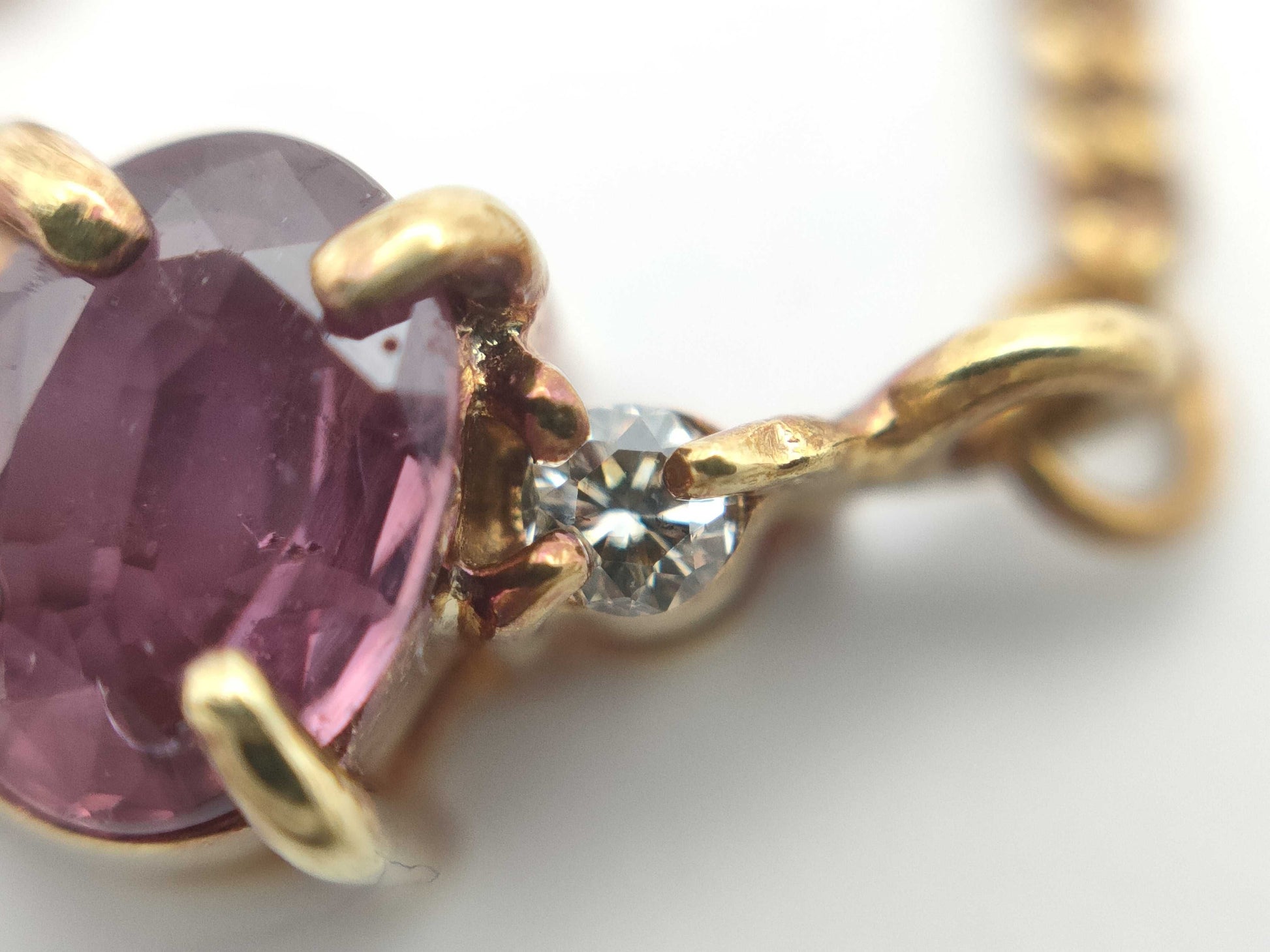 Colored Stone 0.24ct D0.02ct K18 2.4g Necklace 