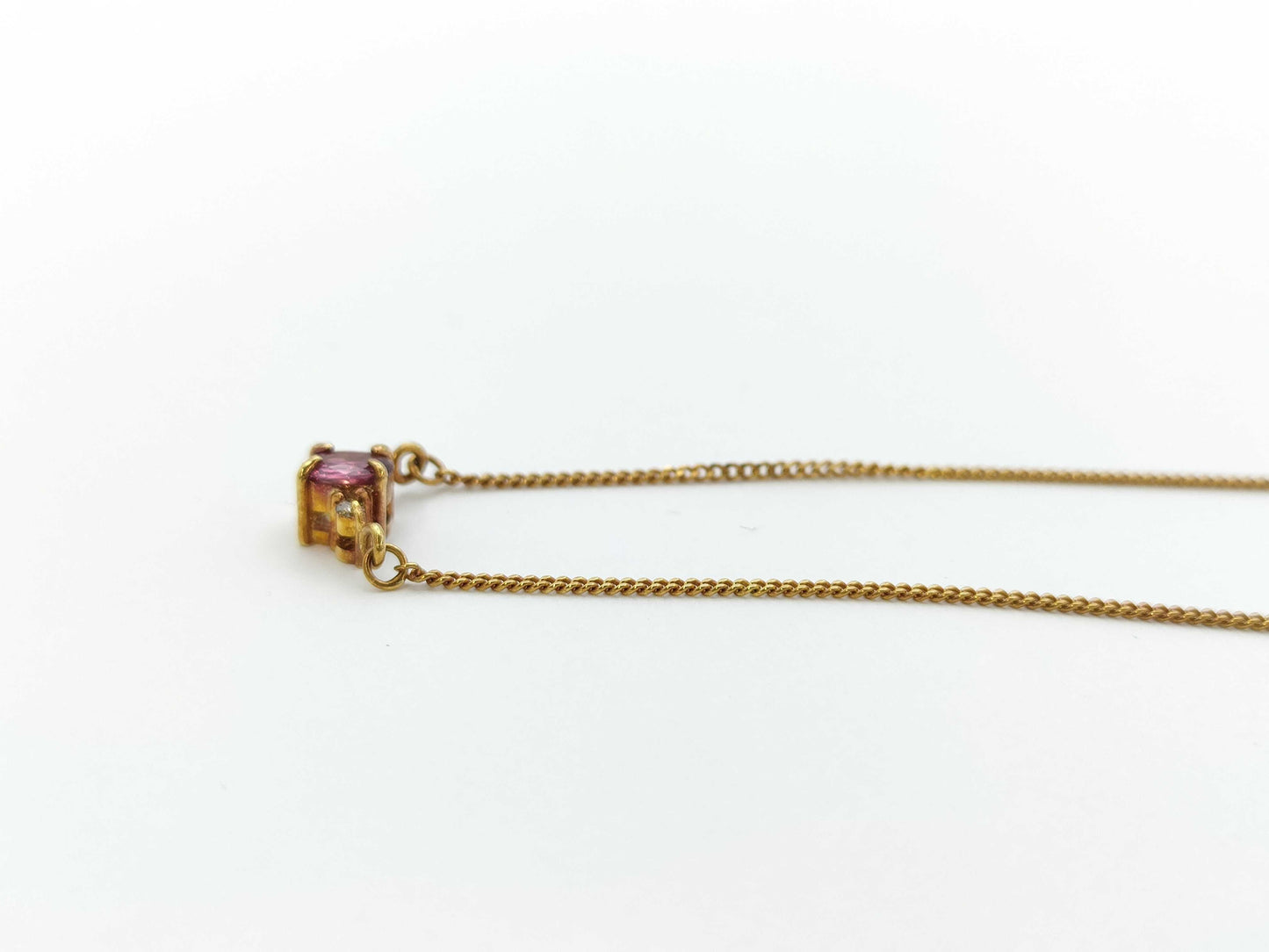 Colored Stone 0.24ct D0.02ct K18 2.4g Necklace 