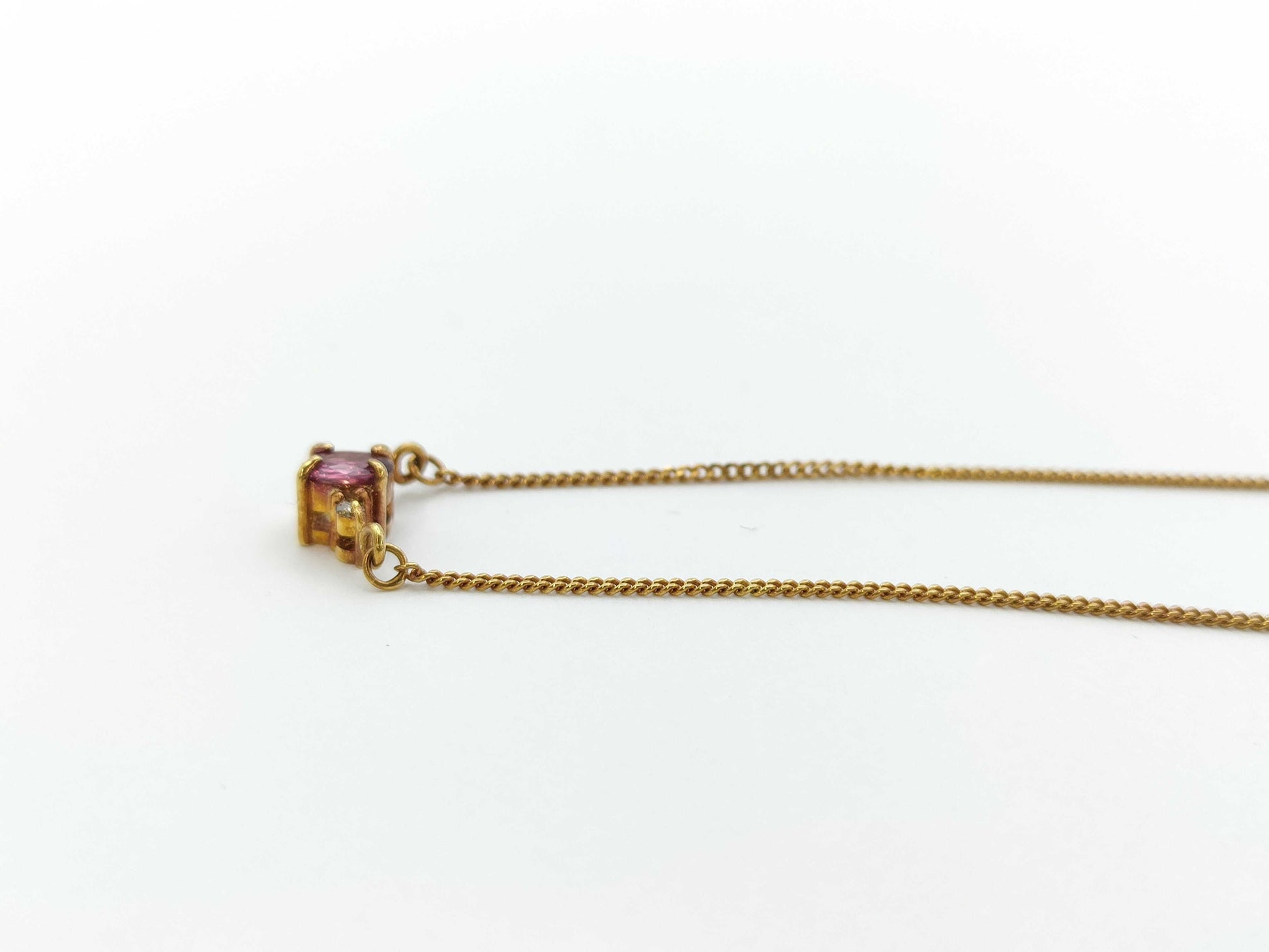 Colored Stone 0.24ct D0.02ct K18 2.4g Necklace 