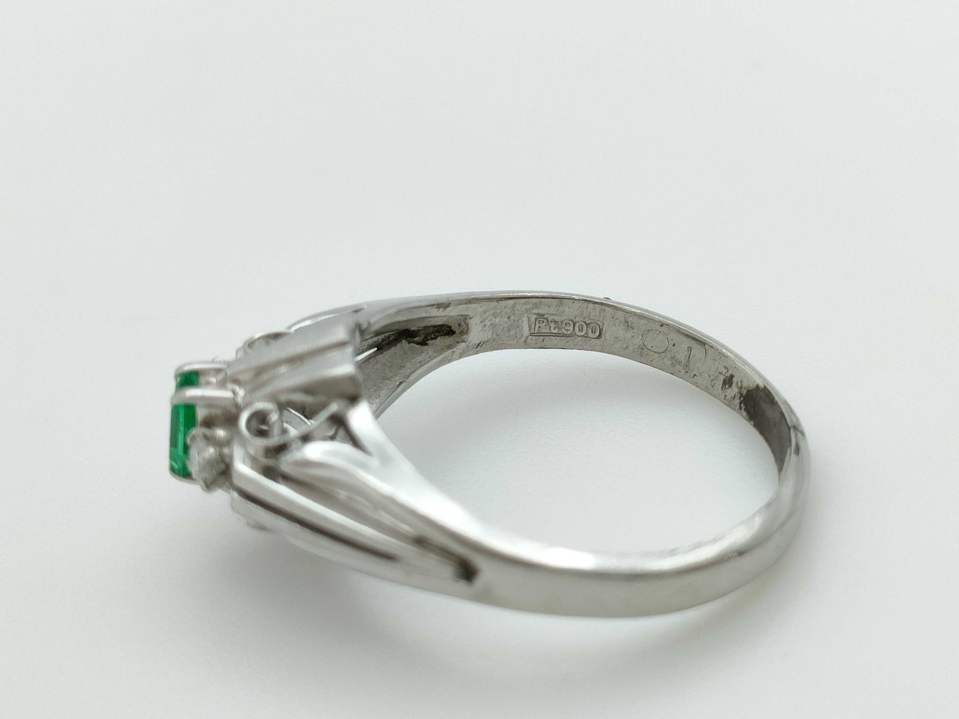 Colored Stone, Transparent Stone, Pt900, 4.2g Ring 