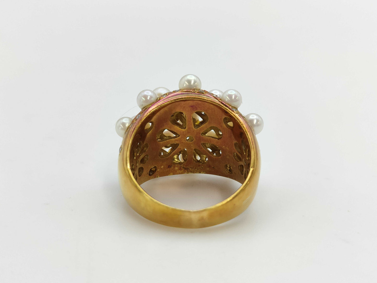 Pearl Diameter: Approx. 3.5-4.2mm, D0.50ct, 18K Gold, 10.6g, Ring 