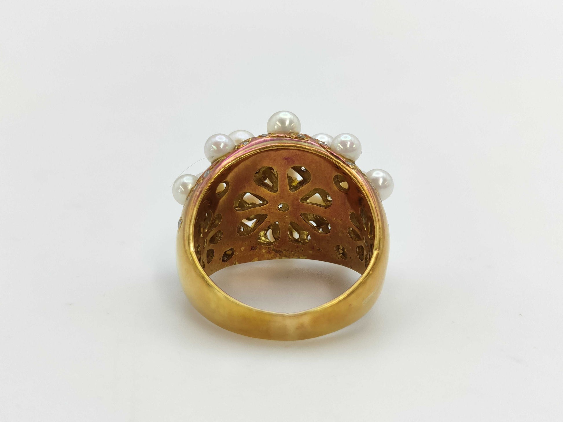 Pearl Diameter: Approx. 3.5-4.2mm, D0.50ct, 18K Gold, 10.6g, Ring 