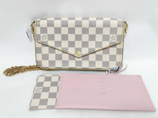 LOUIS VUITTON RFID Unverifiable Damier Azur LOUIS VUITTON Felicie Shoulder Bag