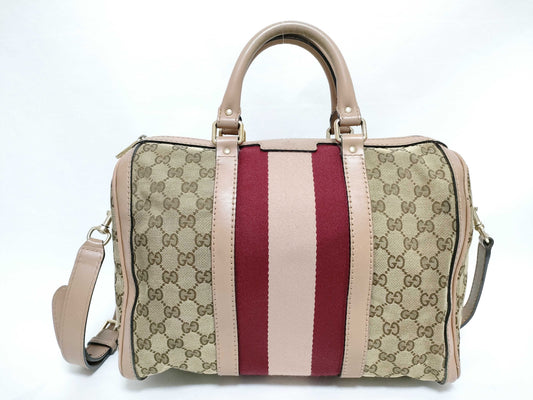 GUCCI GG Canvas GUCCI Boston Pink Handbag