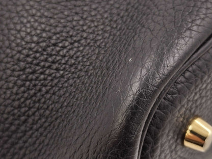 HERMES Picotin Lock MM Taurillon Clemence Leather Handbag in Black with GD Hardware and Y Stamp