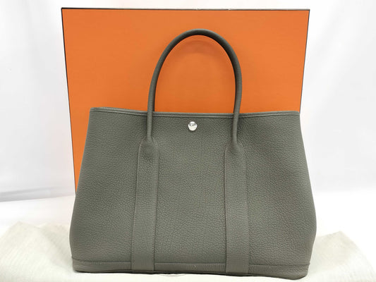 HERMES Garden Party PM Negonda Eucalyptus B engraved tote bag
