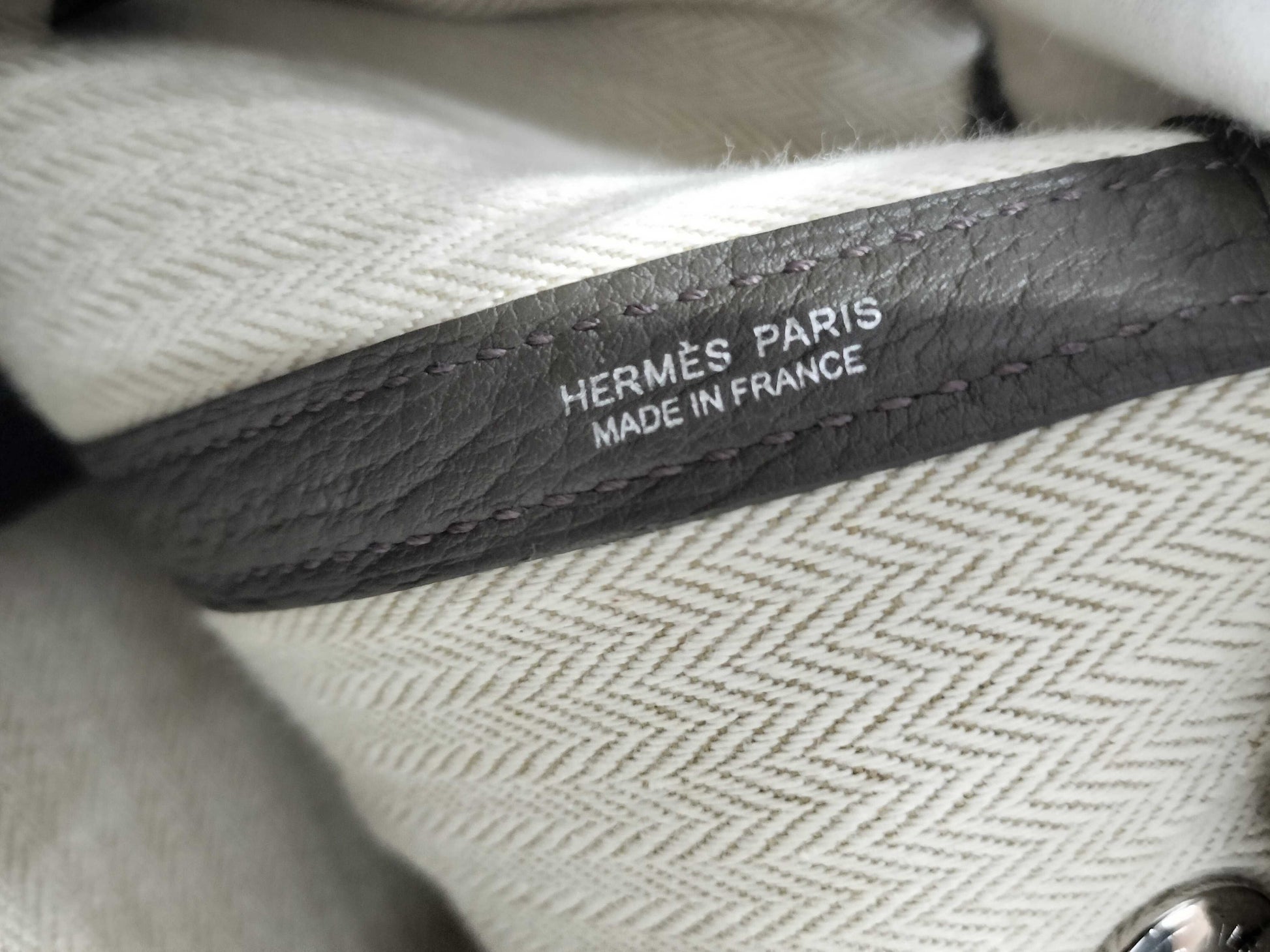 HERMES Garden Party PM Negonda Eucalyptus B engraved tote bag