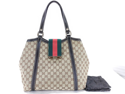 GUCCI GG Canvas Tote Bag, Sherry Line A