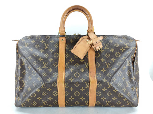 LOUIS VUITTON RFID Unverified VI882 Monogram Louis Vuitton Keepall 45 Monogram Boston Bag