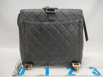 CHANEL Lambskin Black Backpack with Seal