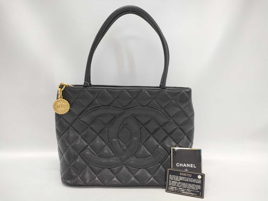 CHANEL Caviar Skin Reissue Tote Bag, Black, with Sticker and Card