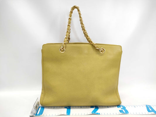 CHANEL Caviar Green Tote Bag with Sticker