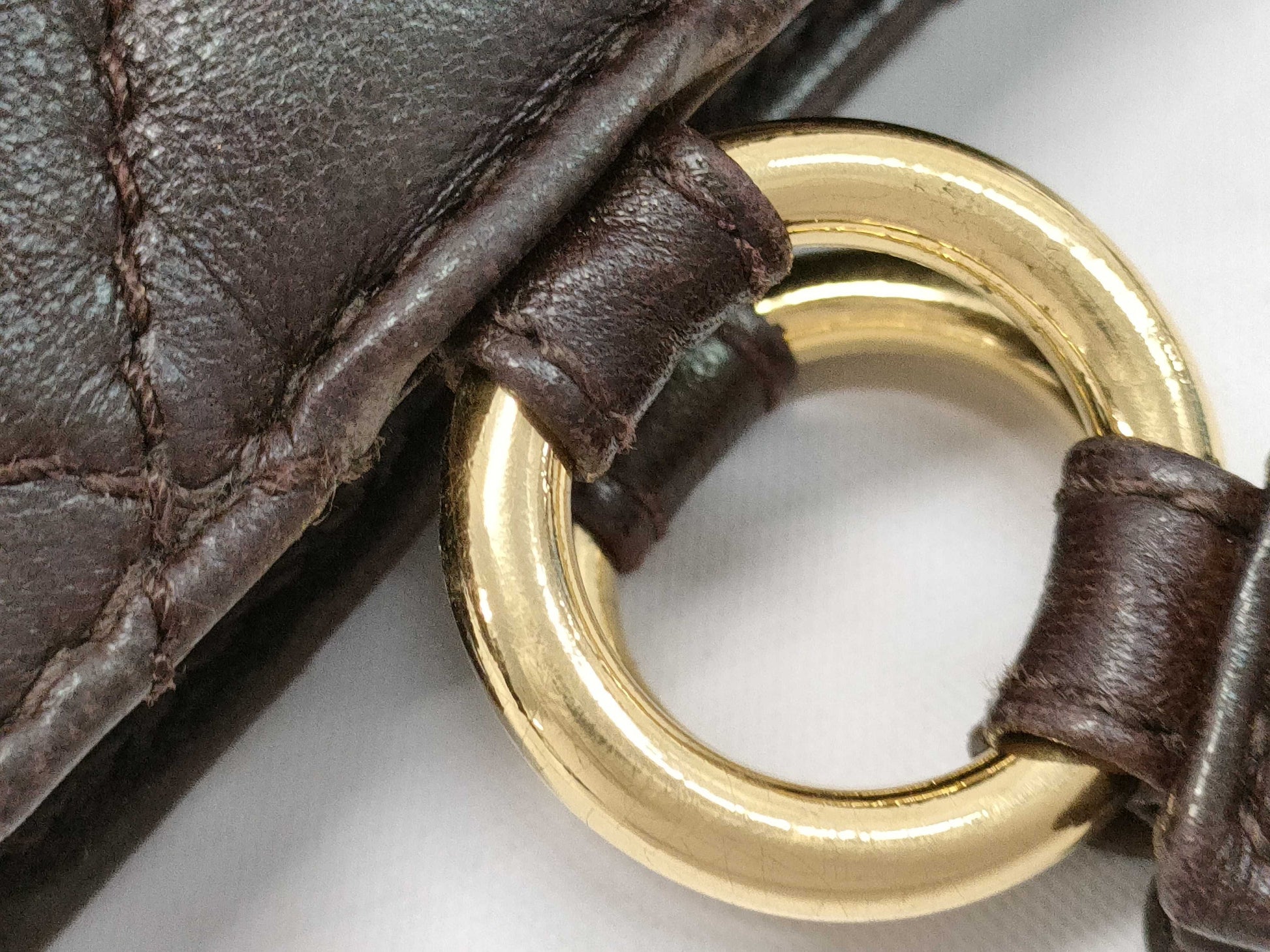 CHANEL Brown Lambskin Matelasse Handbag with Seal and Card