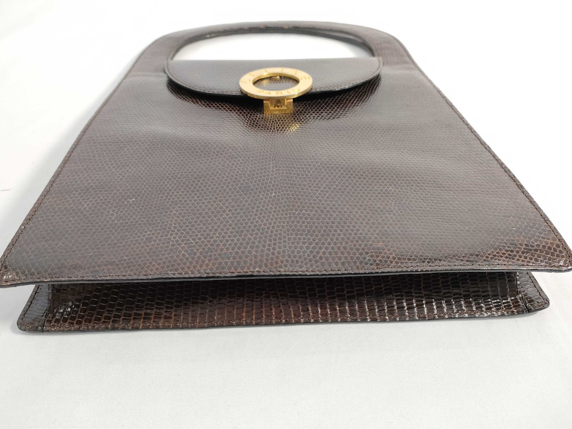 CELINE Circle Logo Handbag in Lizard Brown
