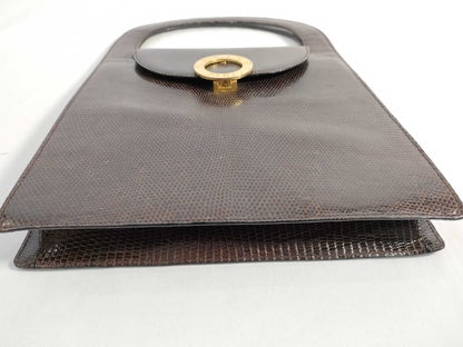 CELINE Circle Logo Handbag in Lizard Brown