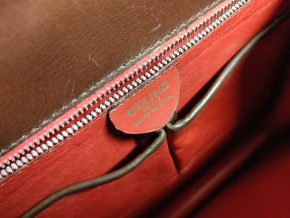 CELINE Circle Logo Handbag in Lizard Brown