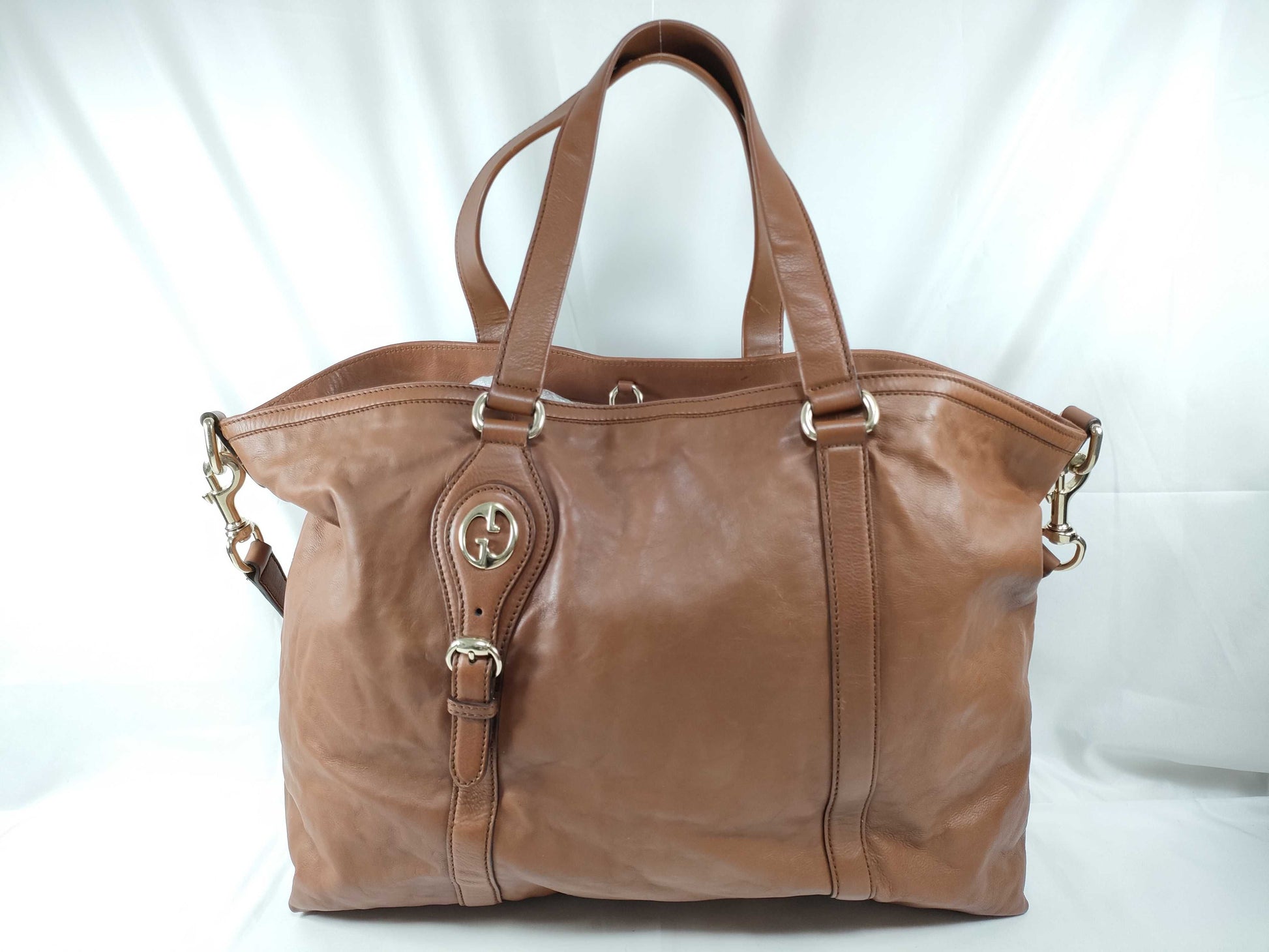 GUCCI Interlocking Tote Bag All Leather Boston Bag