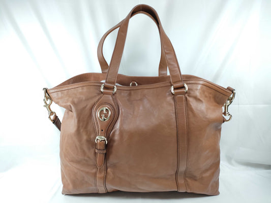 GUCCI Interlocking Tote Bag All Leather Boston Bag