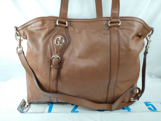 GUCCI Interlocking Tote Bag All Leather Boston Bag