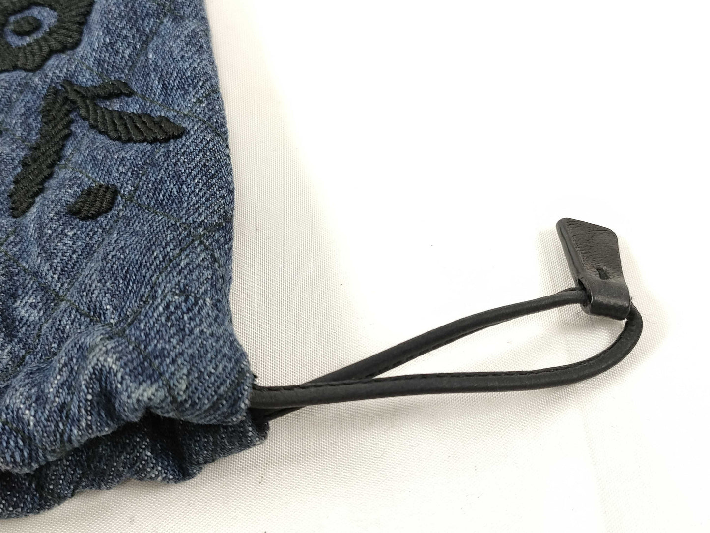 PRADA Prada Denim Embroidered Drawstring Handbag and Other Accessories