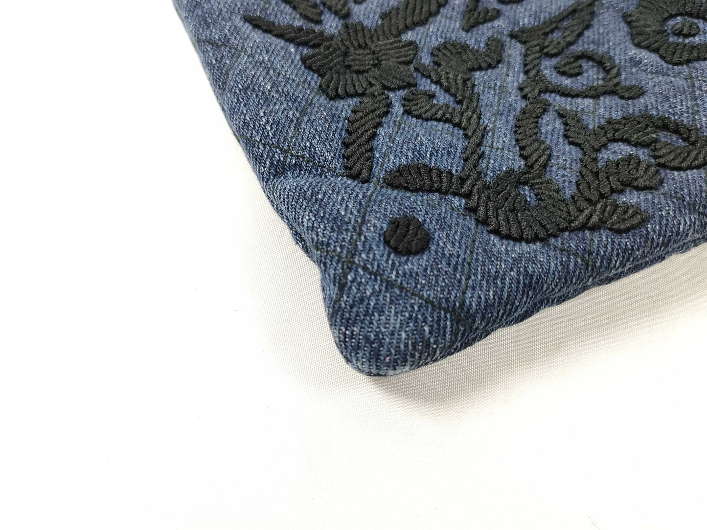 PRADA Prada Denim Embroidered Drawstring Handbag and Other Accessories