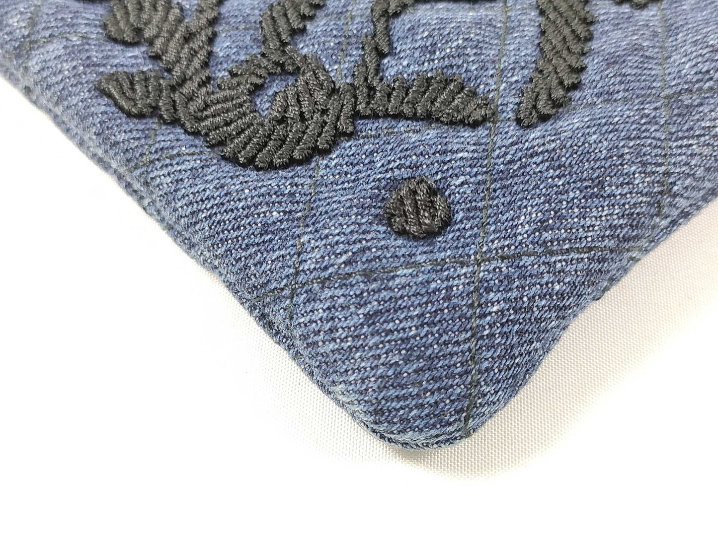 PRADA Prada Denim Embroidered Drawstring Handbag and Other Accessories