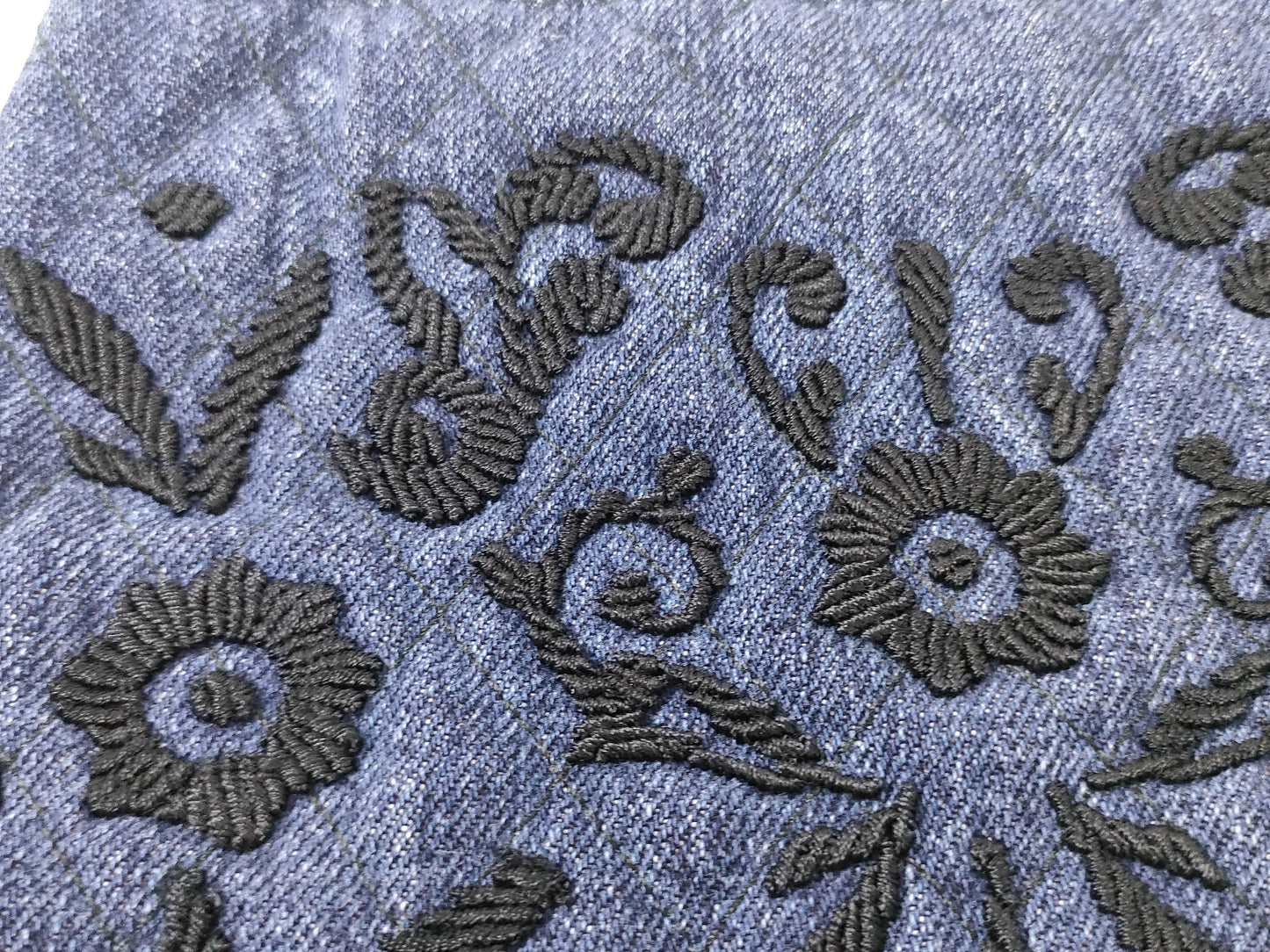 PRADA Prada Denim Embroidered Drawstring Handbag and Other Accessories