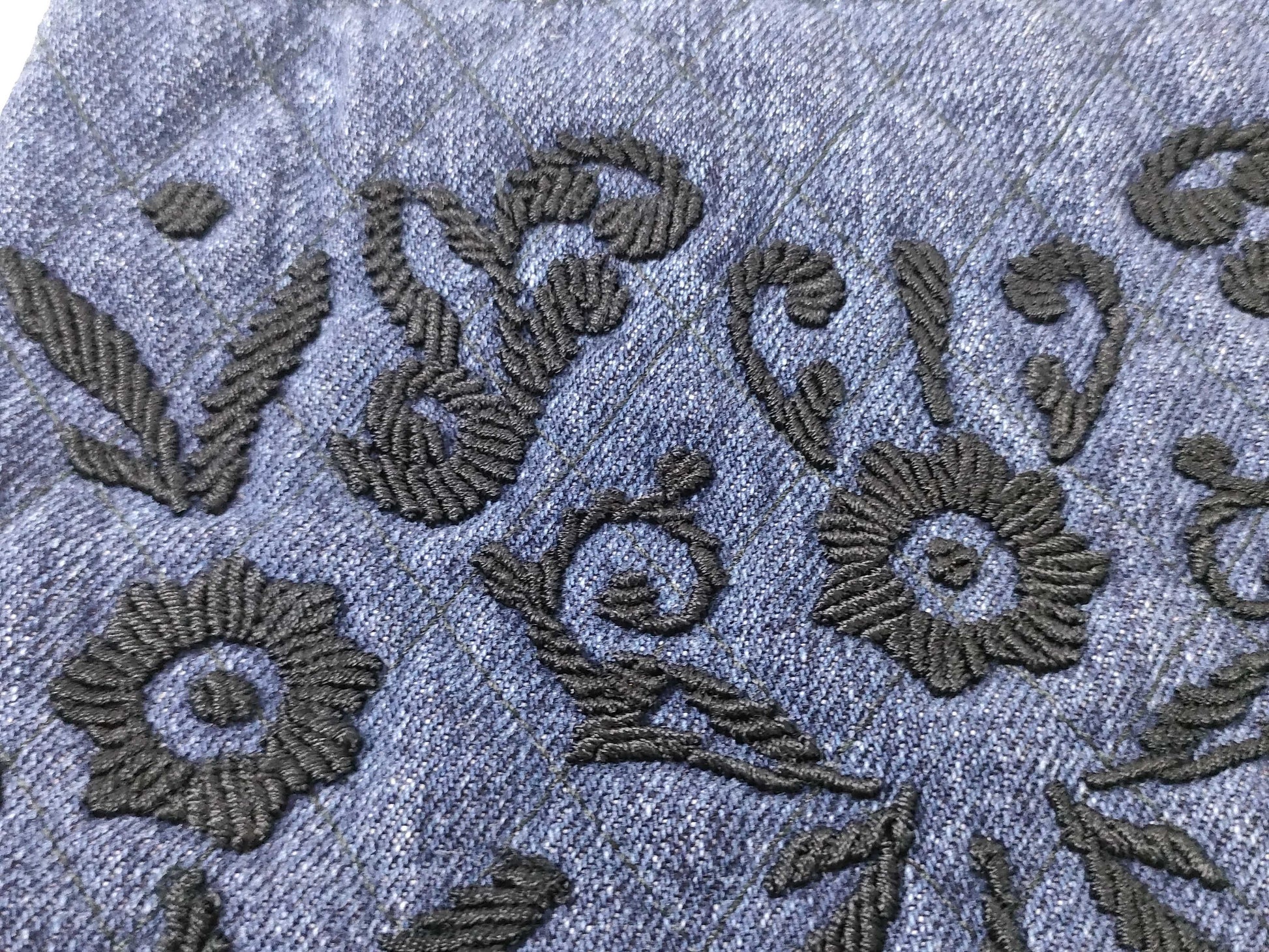 PRADA Prada Denim Embroidered Drawstring Handbag and Other Accessories