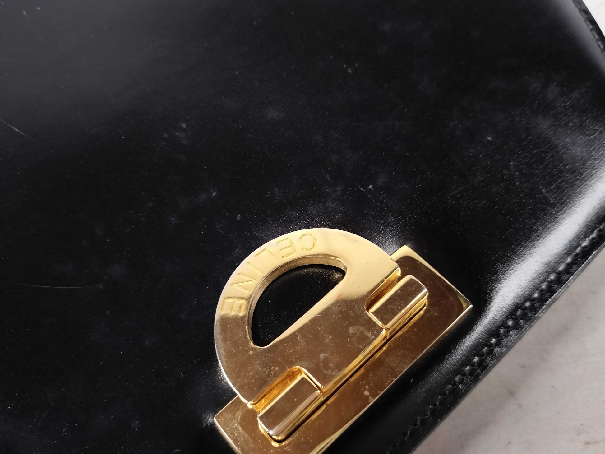 CELINE Gancini Box Calf Shoulder Bag