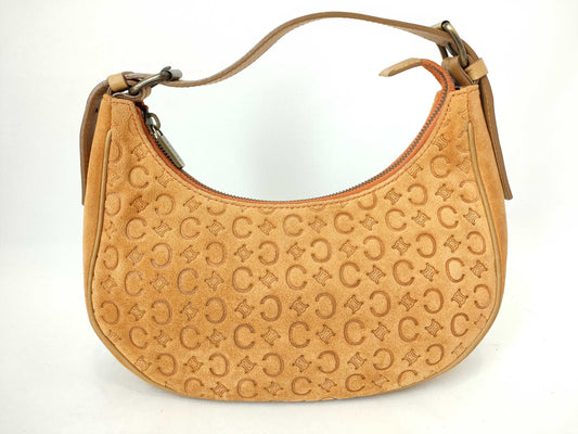 CELINE C Macadam Half Moon Shoulder Bag Handbag