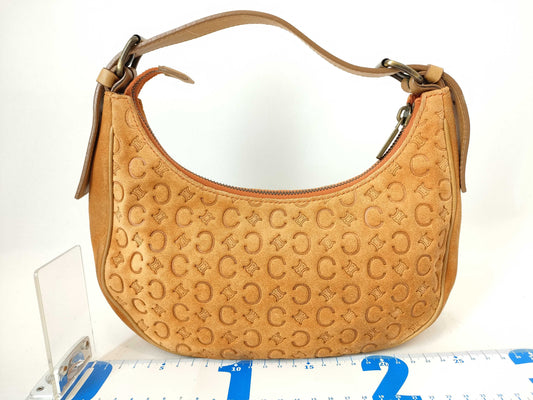 CELINE C Macadam Half Moon Shoulder Bag Handbag
