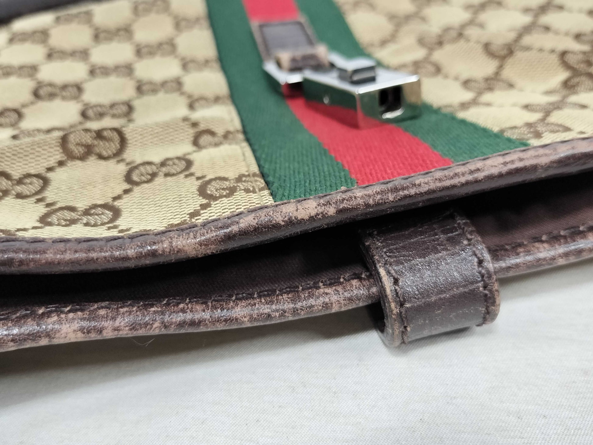 GUCCI Jackie Gucci GG Canvas Sherry Line Jackie Shoulder Bag