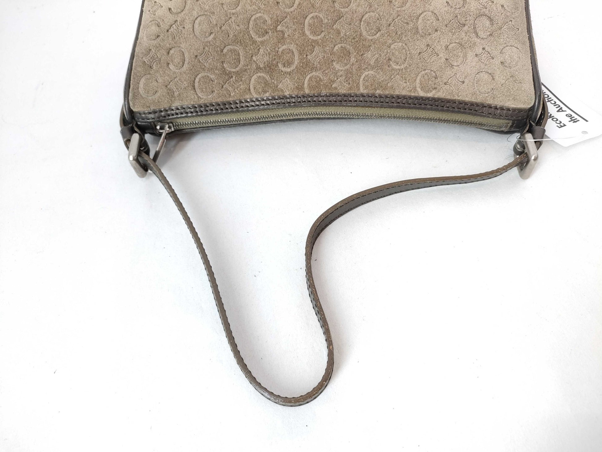 CELINE C Macadam Shoulder Bag, Gray, Handbag