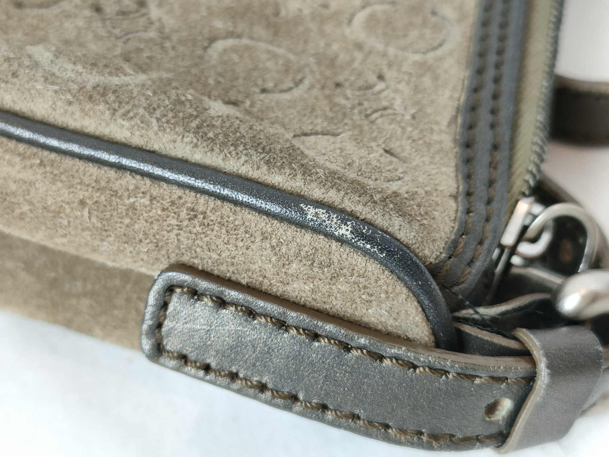 CELINE C Macadam Shoulder Bag, Gray, Handbag