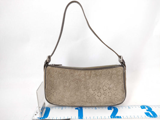 CELINE C Macadam Shoulder Bag, Gray, Handbag