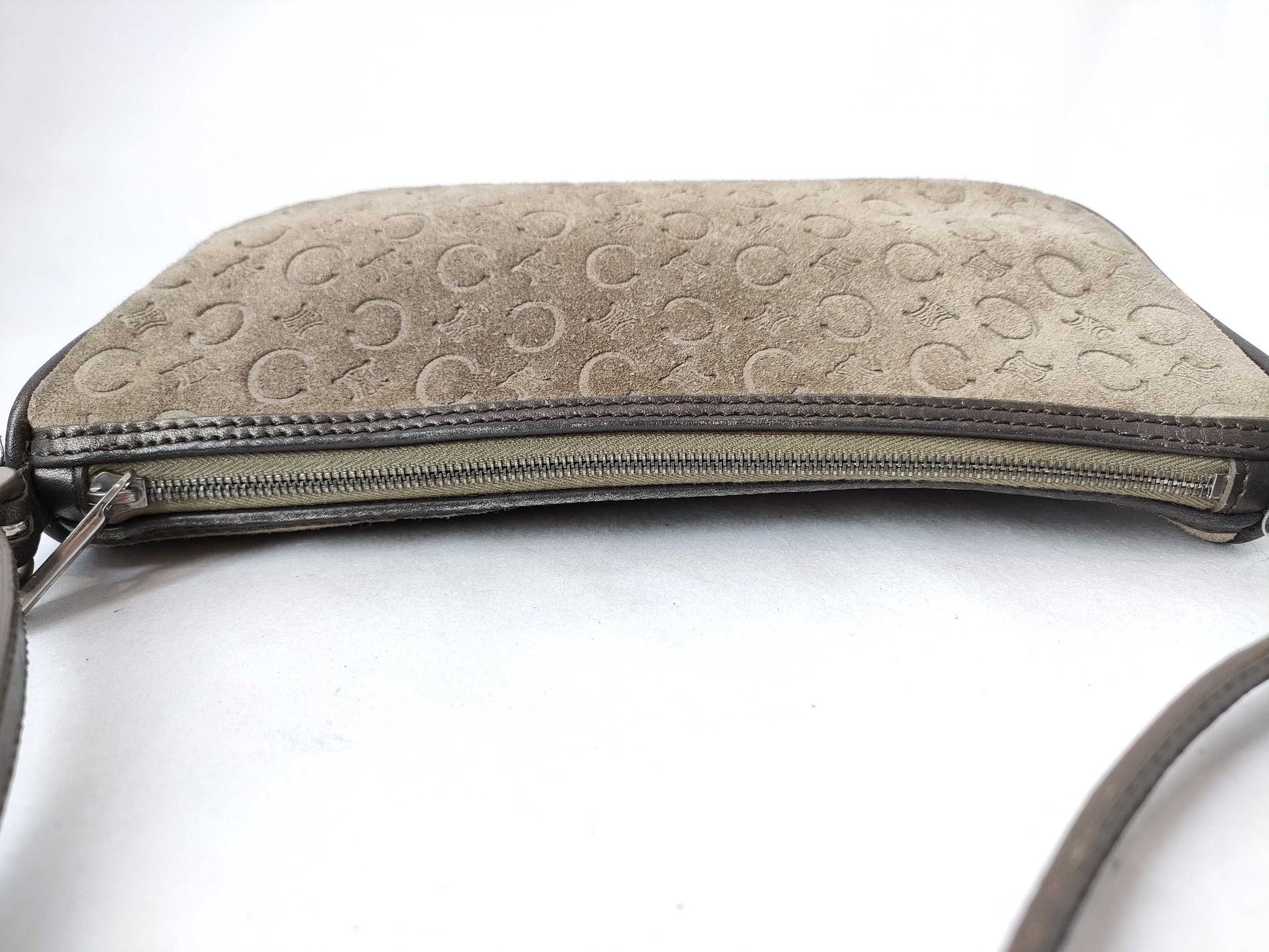 CELINE C Macadam Shoulder Bag, Gray, Handbag