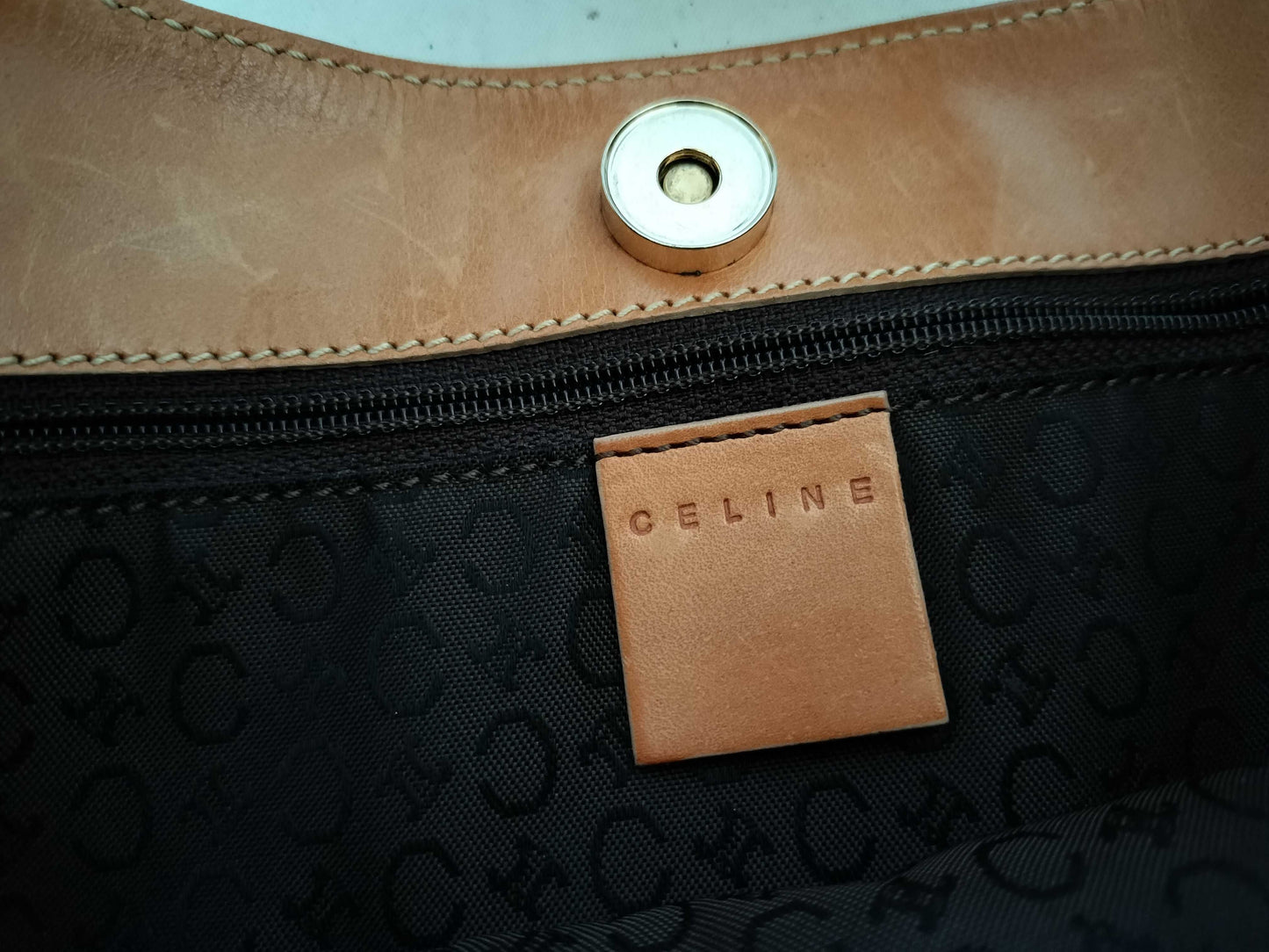 CELINE C Macadam Shoulder Bag Brown