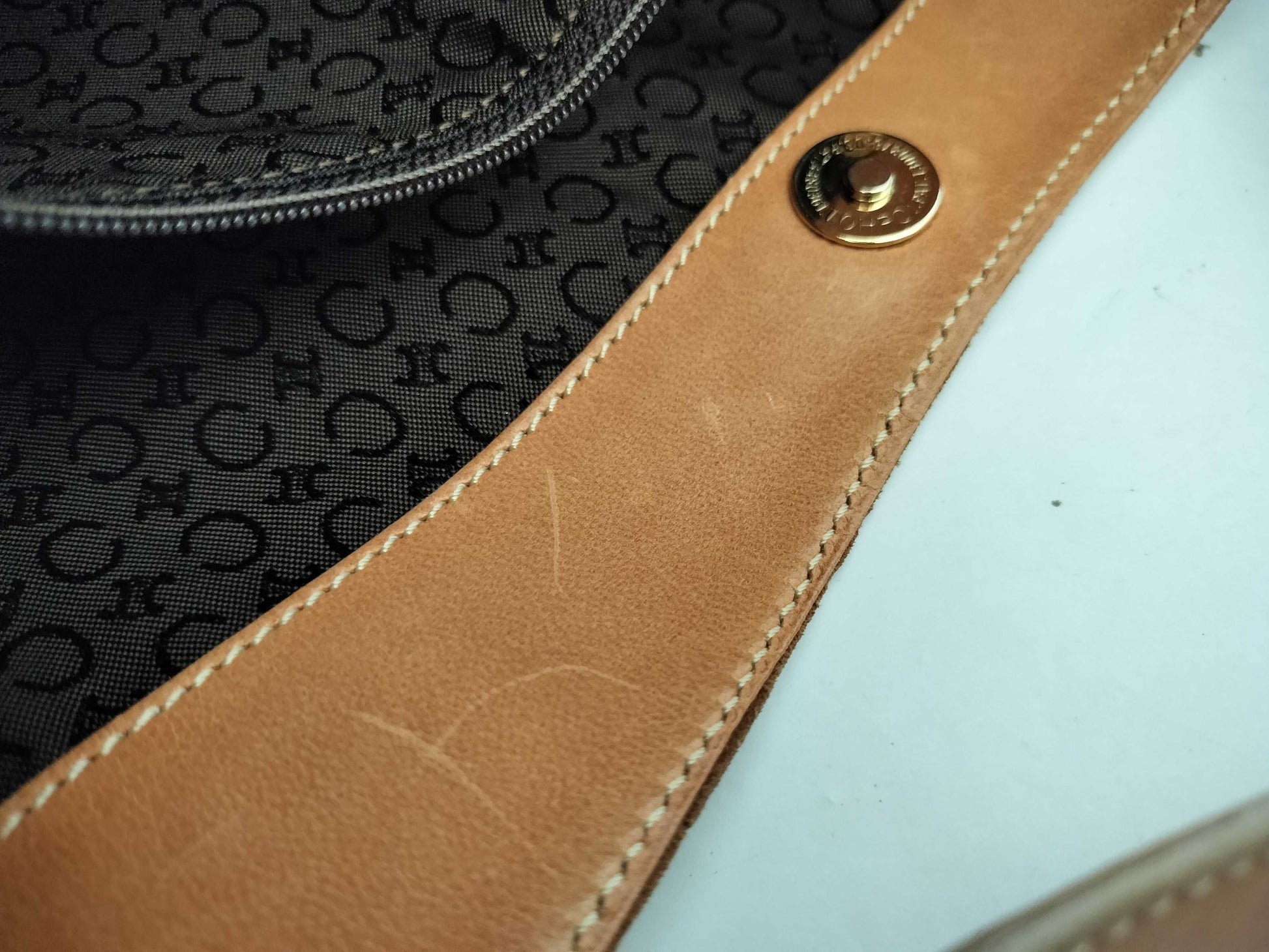 CELINE C Macadam Shoulder Bag Brown