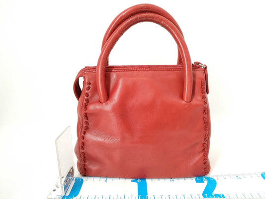 PRADA Prada logo embossed embroidered handbag all leather handbag