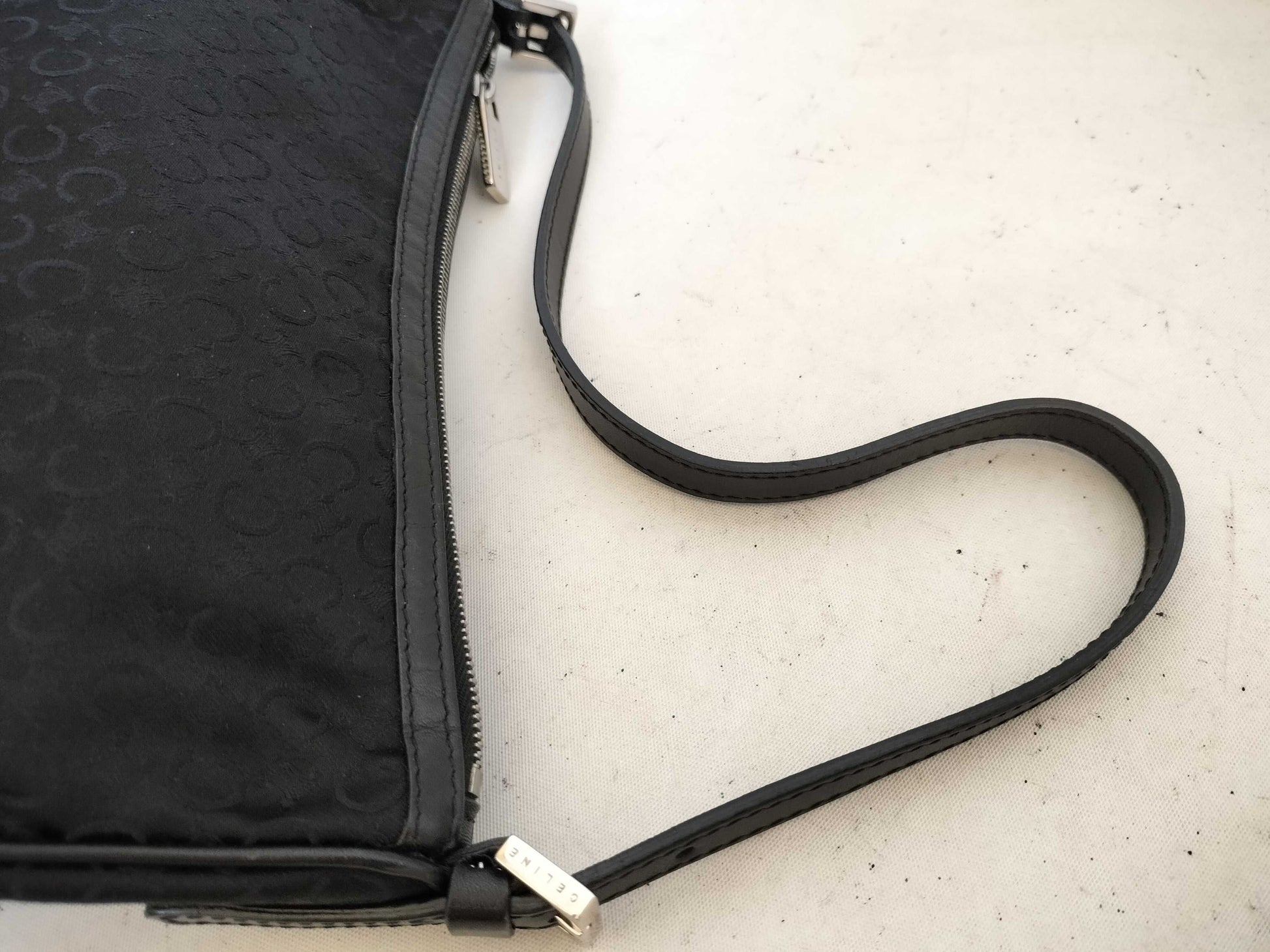 CELINE C Macadam Satin Accessory Pouch Shoulder Bag