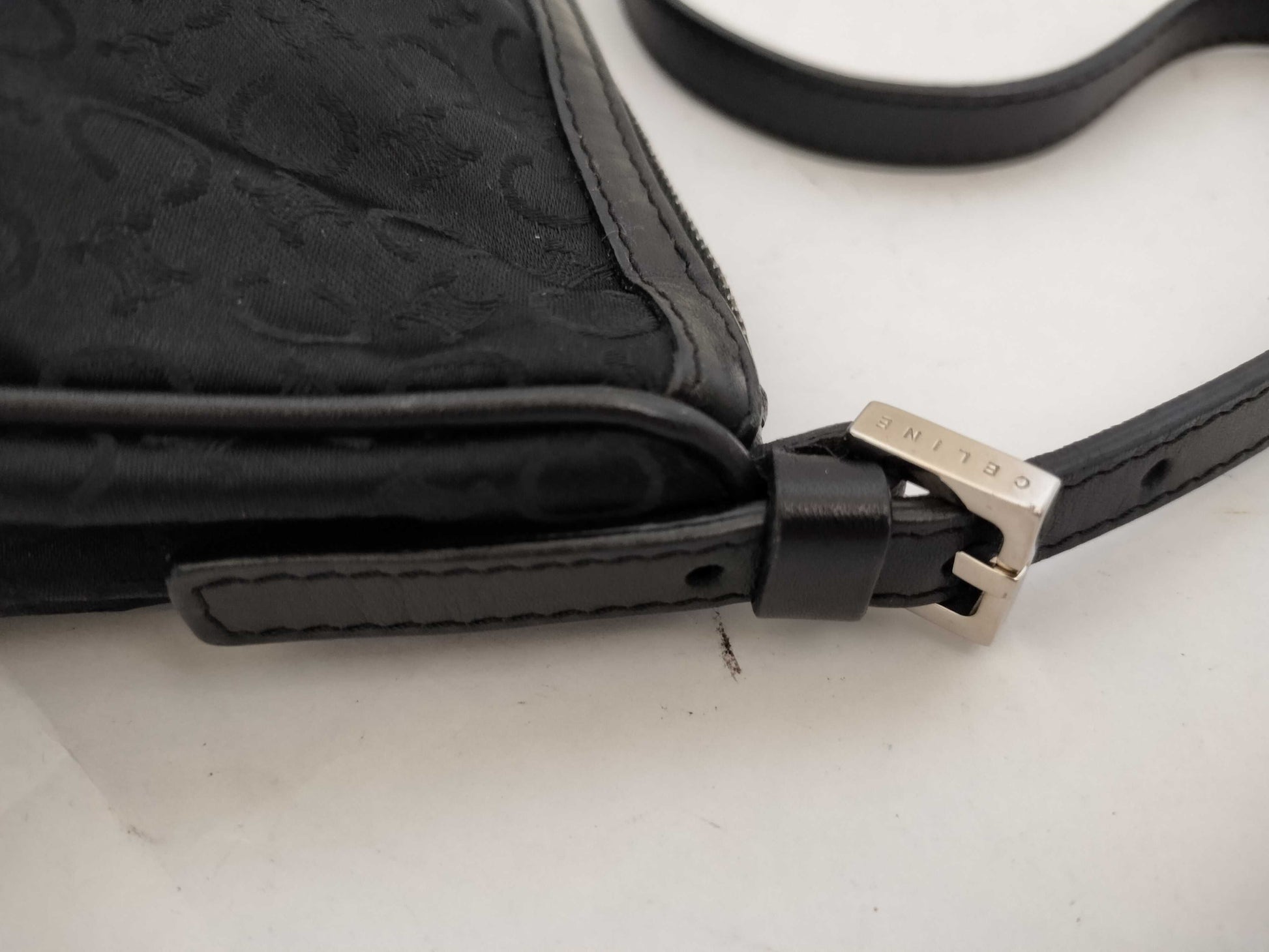 CELINE C Macadam Satin Accessory Pouch Shoulder Bag
