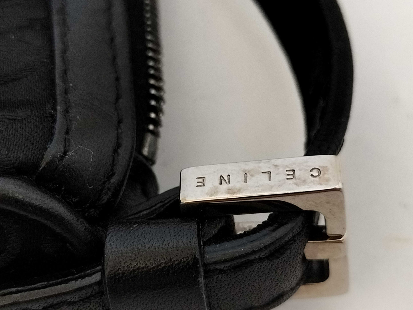 CELINE C Macadam Satin Accessory Pouch Shoulder Bag